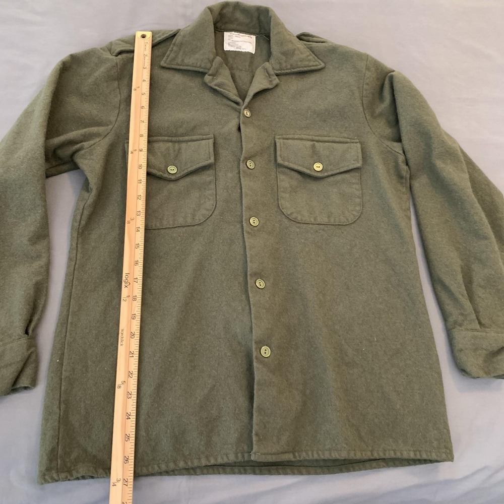 Magrath Mfg Co Shirt Mens Medium Green Wool Long Sleeve Button Front Military - Picture 4 of 6